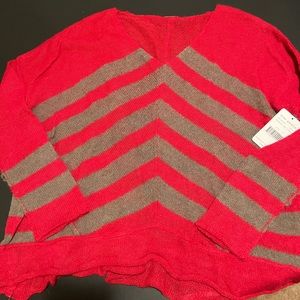 NWT Free People Sweater - Red and Gray Striped Size M